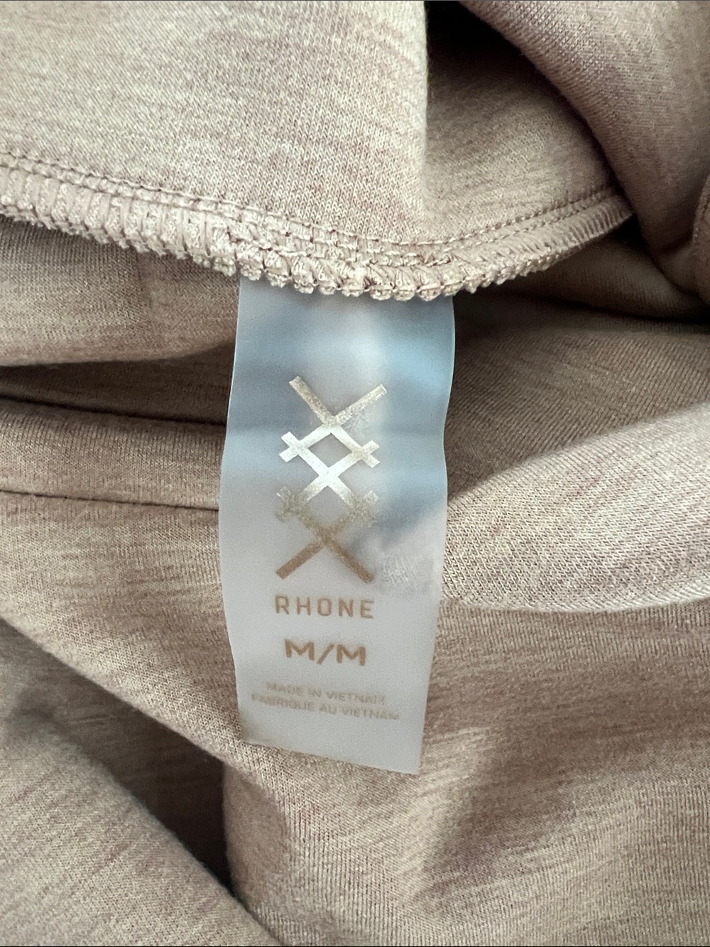 RHONE Heathered Taupe Athleisure Crop Turtleneck Sweatshirt Size M Logo Trim - Picture 3 of 6